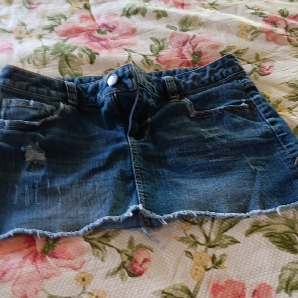 AE Distressed Denim Mini Skirt